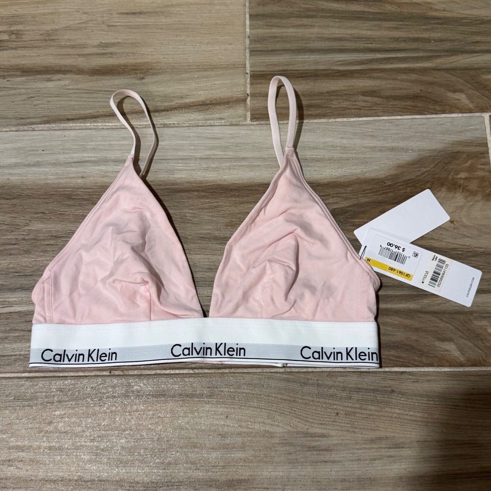 Calvin Klein Modern Cotton Unlined Triangle Bralette Pink QF1061-680 Mens M